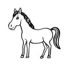 Obraz premium A simple, elegant monochrome illustration of a horse, its form gracefully rendered in a minimalist style, capturing the essence of equine beauty.