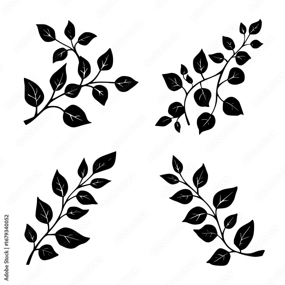 Poster elegant illustration of branching plant elements forming intricate corner arrangements. perfect for 