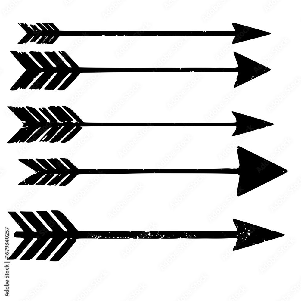 Poster a collection of stylized arrows, showcasing a clear direction or point of focus, each distinct desig