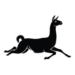 Vector art of running llama silhouette
