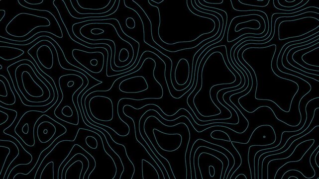 Abstract blue contour lines on black background ideal 3d topography visuals