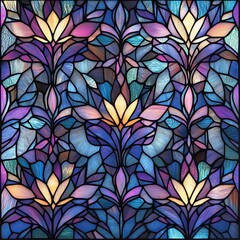 Vibrant stained glass floral pattern