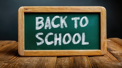Back to School Chalkboard Sign on Rustic Wood: Education Announcement and Classroom Decor