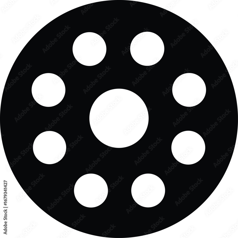 Aufkleber abstract circular design with central circle and orbiting white dots for graphic elements and techno