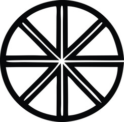 Obraz premium Abstract circular geometric design with radial spokes and intersecting lines symbolizing unity harmony and balance
