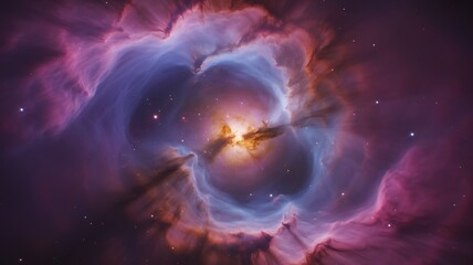 Obraz premium Vibrant nebula with glowing center and swirling cosmic gas clouds