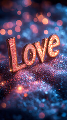 Elegant Gold Glitter Love text