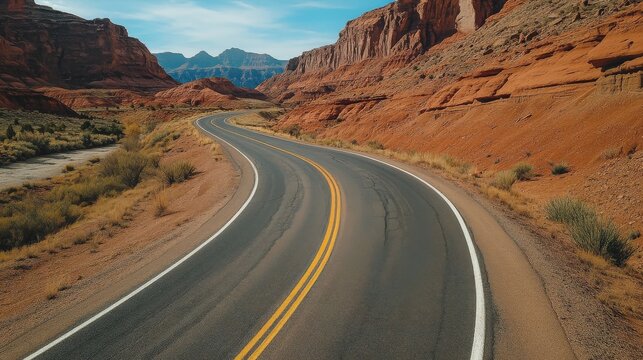 Road Through Red Rock Canyon Landscape