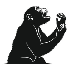 Vector art of chimpanzee roaring