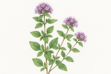 Origanum Vulgare (Oregano) — Realistic Watercolor Botanical Illustration of Medicinal Herb