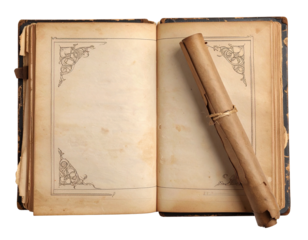 Ancient rolled manuscript or scroll isolated on white