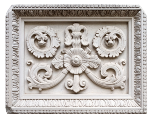 Ancient detailed stone carving isolated on white