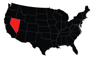 State of Nevada Highlighted on a USA Map Editable
