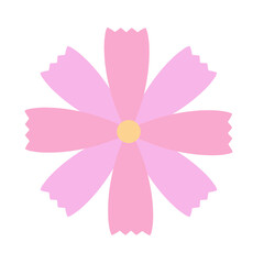 ピンクのコスモスの花　イラスト素材　秋