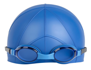 Isolated light blue rubber swim cap