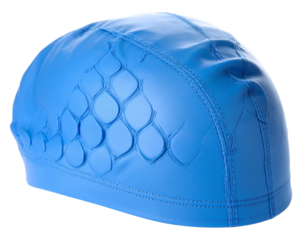 Isolated blue rubber swim cap