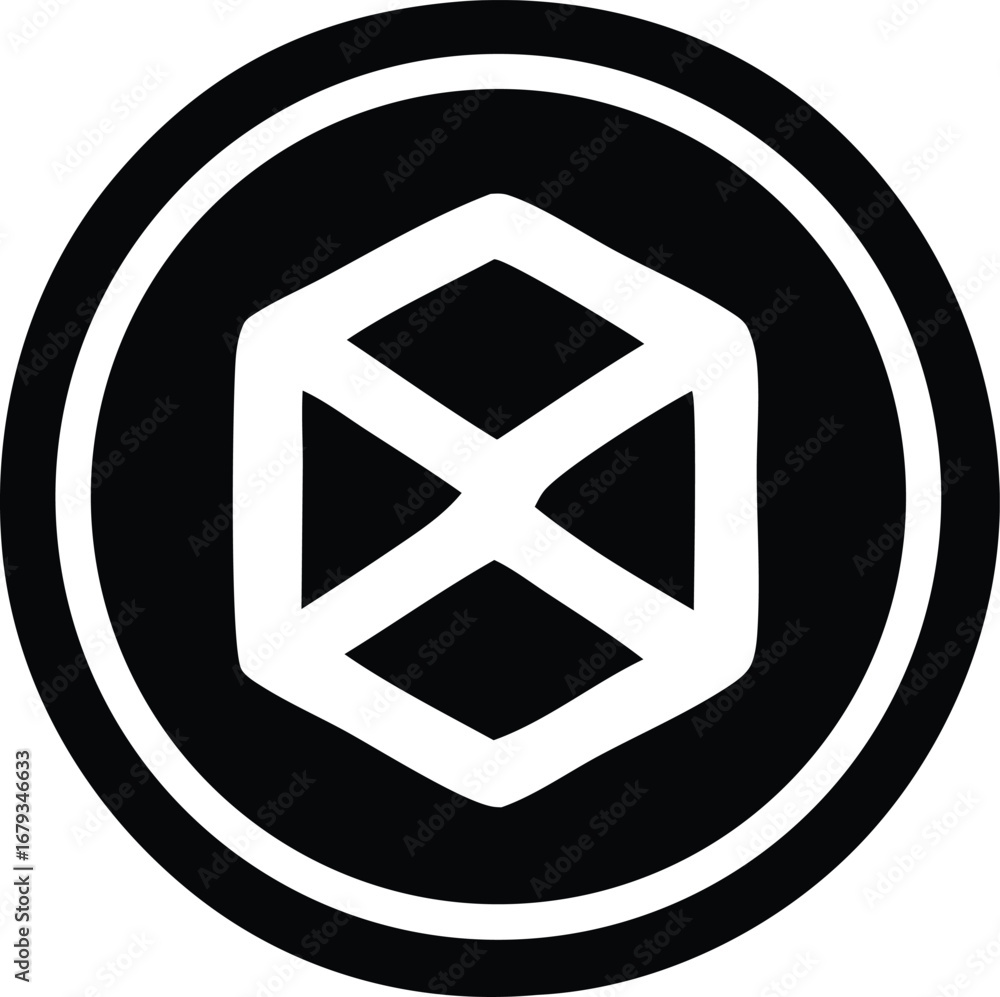 Aufkleber monochromatic geometric emblem with intersecting lines inside a circle and outer ring