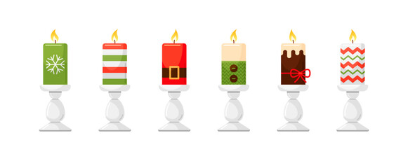 christmas holiday candles icons.eps