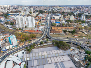 Imagem aérea da região do Terminal Central de ônibus na cidade de Campinas, Sâo Paulo em 2025.