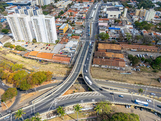 Imagem aérea da região do Terminal Central de ônibus na cidade de Campinas, Sâo Paulo em 2025.