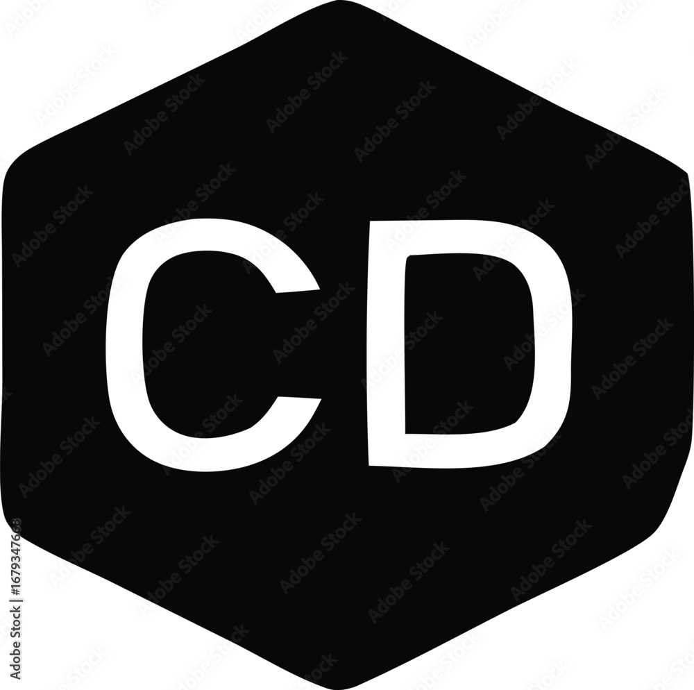 Aufkleber modern hexagonal logo with bold cd initials for branding and design projects
