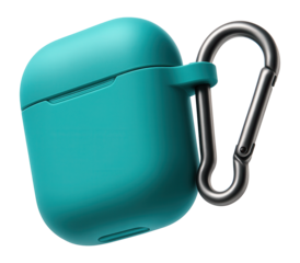 Silicone earbud case with carabiner clip and dustproof seal