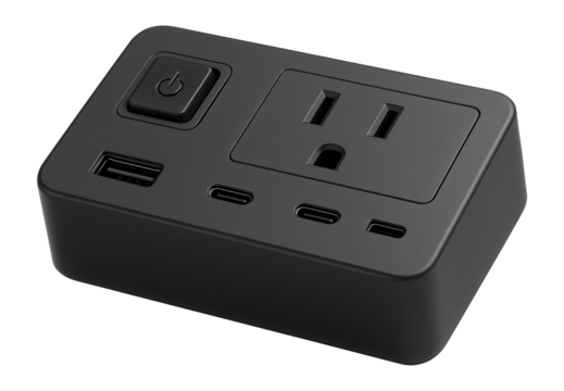 Desktop charging hub with multiple ports and power switch