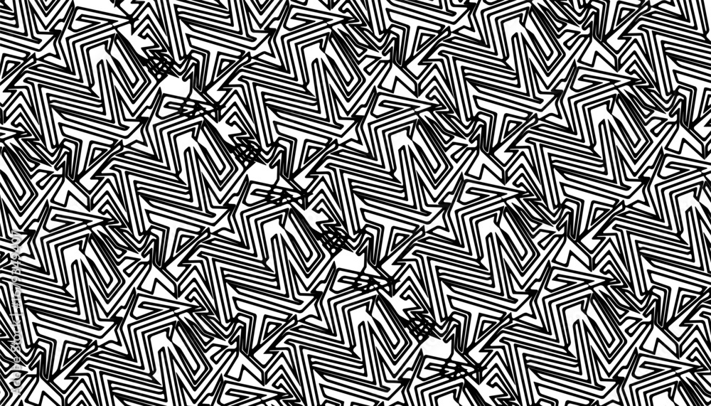 Poster black and white abstract geometric pattern with sharp shape for sporty background and design element