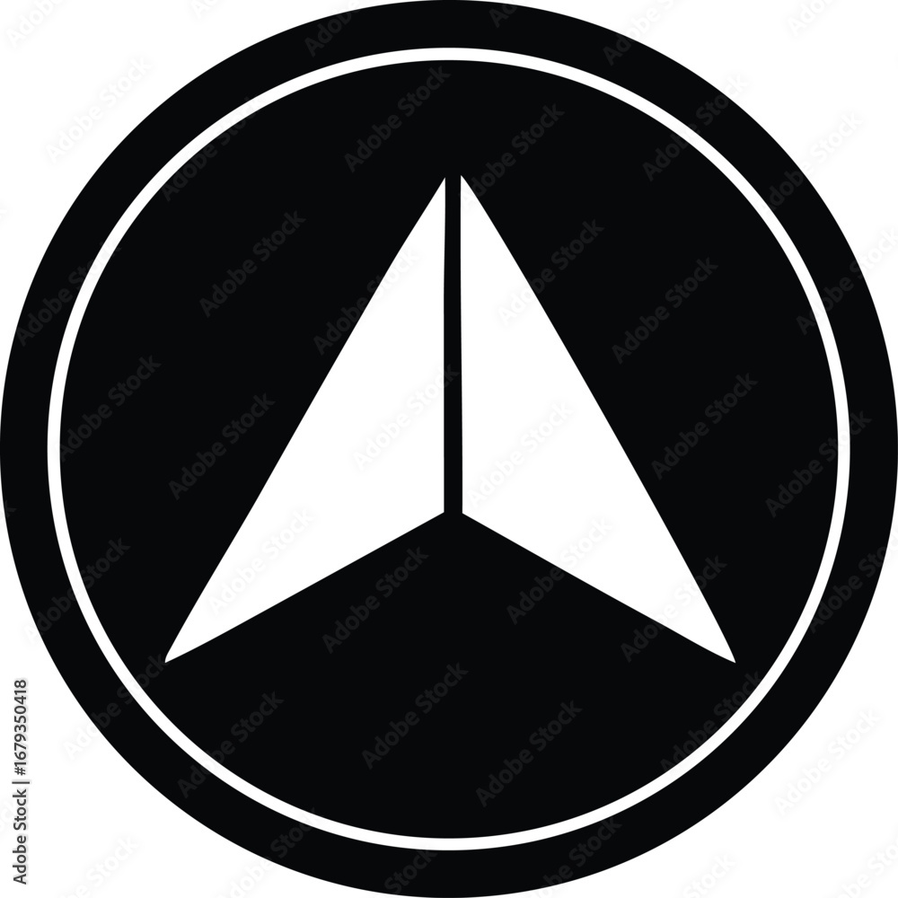 Aufkleber modern navigation arrow emblem with clean design inside a circular border representing direction for