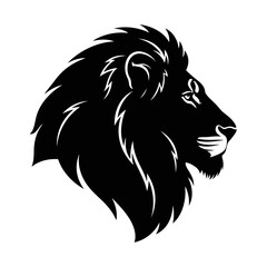 Fototapeta premium Black lion head silhouette isolated on white background