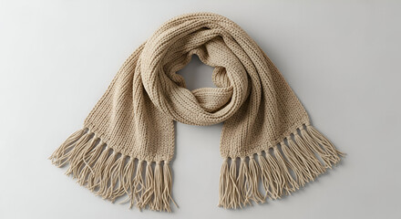 Cozy up with this chic beige knit scarf featuring trendy fringe, perfect for adding warmth and style to any outfit during the cool autumn and winter months