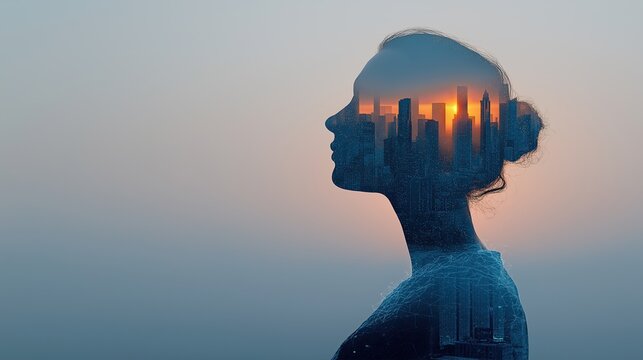 A humanoid robot woman with a city background symbolizing the agentic AI agent using AGI superintelligence for ASI autonomy during the singularity for business success