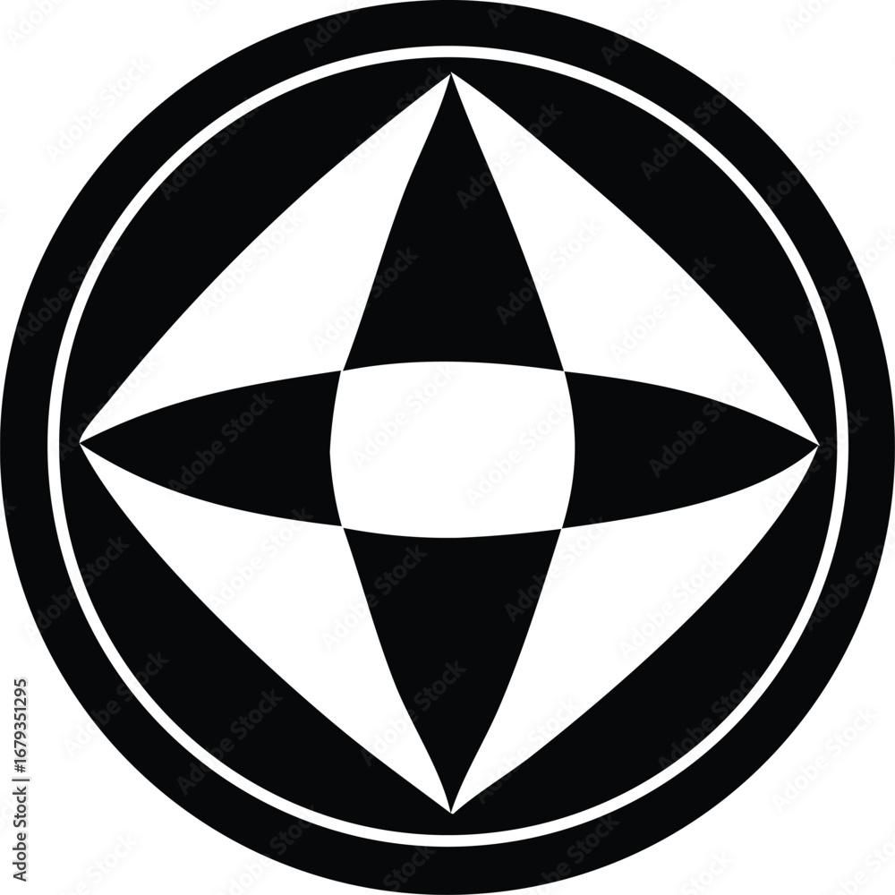 Aufkleber abstract geometric circular emblem design featuring intersecting shapes and concentric rings for mod