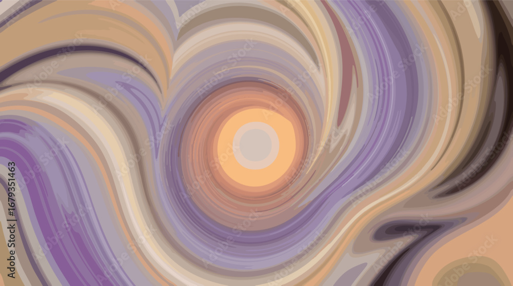 Poster abstract swirling vortex with warm and cool color gradients tunnel.