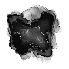 Fototapeta premium Black and gray ink swirl abstract art