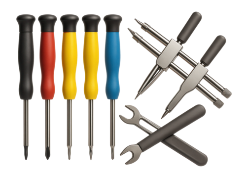 Camera lens repair tool kit with screwdrivers and spanner wrenches