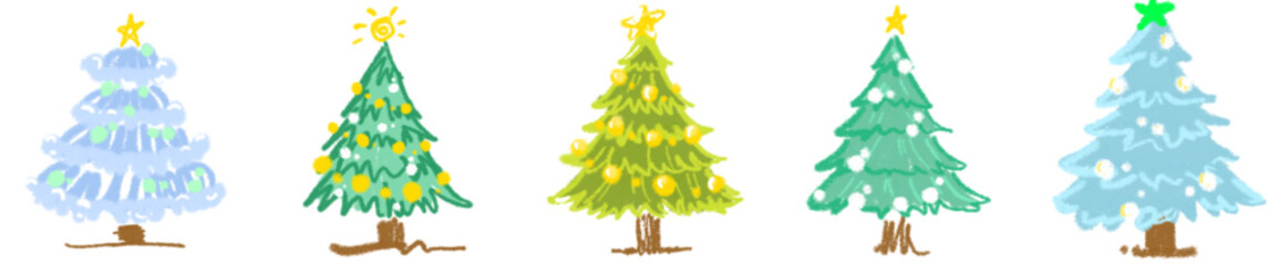 Decorated Christmas Tree Illustration with Lights and Ornaments for Winter Holidays