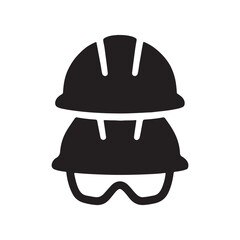 Hard Hat and Safety Goggles Icon — Construction PPE Set