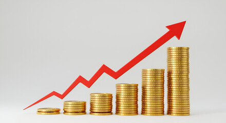 business graph with golden coins
