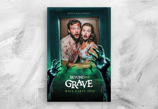 Halloween Flyer Template with Zombie Apocalypse Theme for Haunted Houses & Escape Rooms