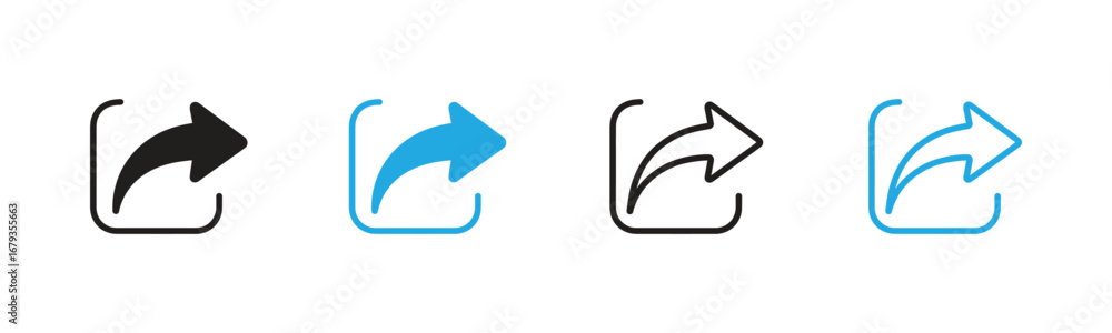 Poster share and send icon set,share button arrow icon. send symbol. right arrow vector illustration. share