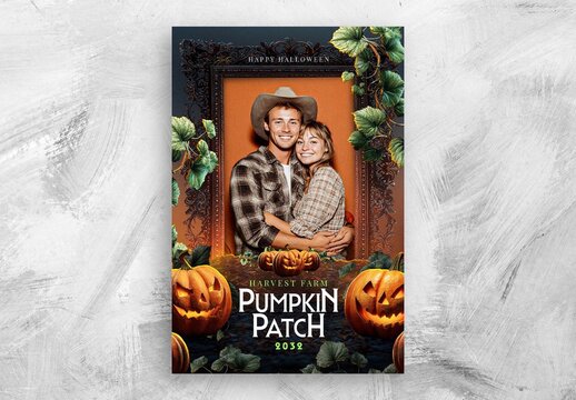 Halloween Frame Flyer Template with Pumpkin Patch Theme