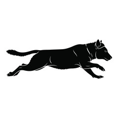 Obraz premium Vector art of black silhouette of a dog running isolated on white