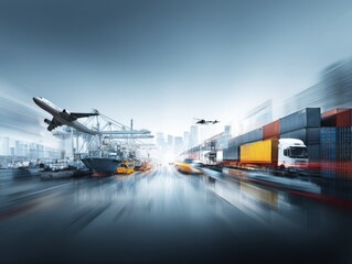 Global Logistics and Transportation Network Connecting Air, Sea, and Land for Worldwide Shipping and Distribution