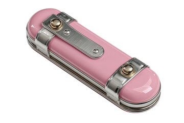 Pink vintage cigarette case with silver accents stylish item on transparent background