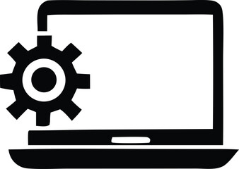 Computer settings gear icon laptop technology digital settings configuration management system update software maintenance