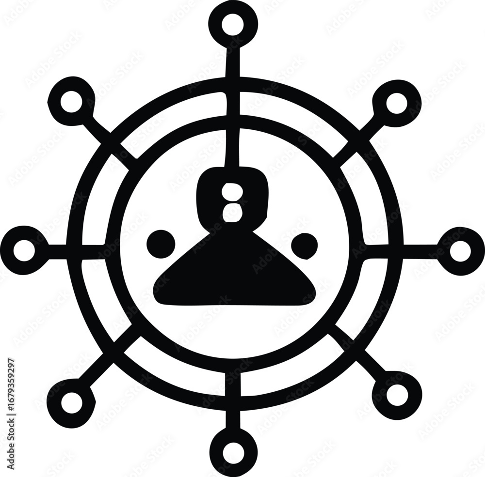 Poster abstract networked person icon represents connection and social interaction in a digital world