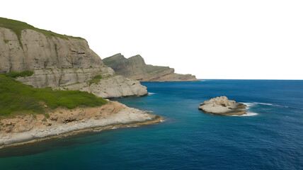 Fototapeta premium Rocky Coastal Cliffs with Blue Ocean View