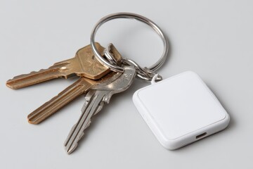 Modern smart key fob attached to house and car keys
