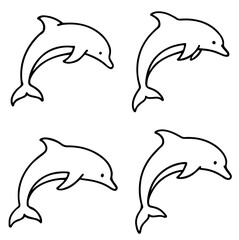 Obraz premium Dolphin Outline icon Vector Set. Minimalist Sea Animal logo